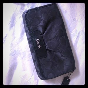 Coach black wristlet clutch bag